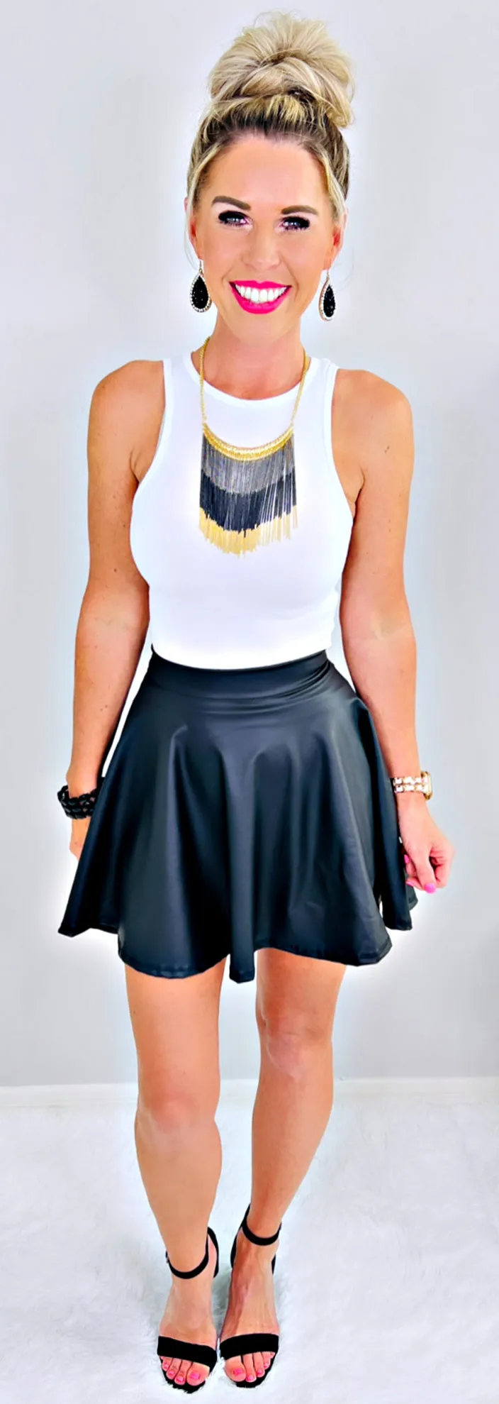 Sleek Shine Faux Leather Skirt