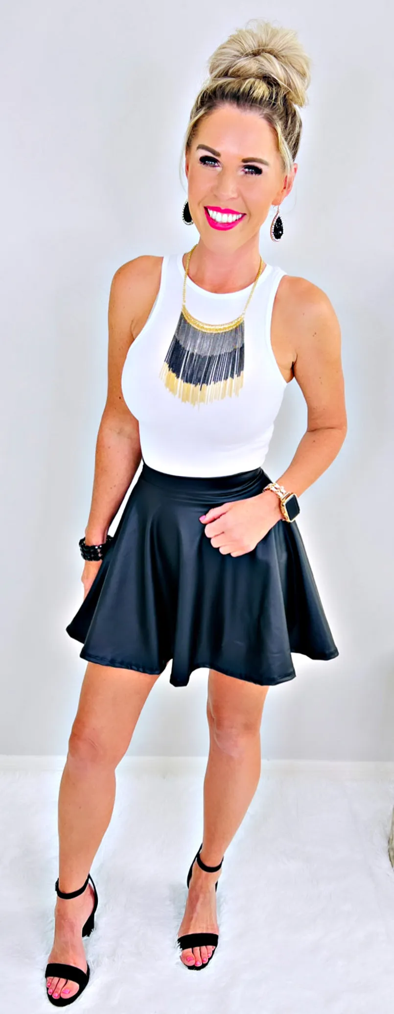Sleek Shine Faux Leather Skirt