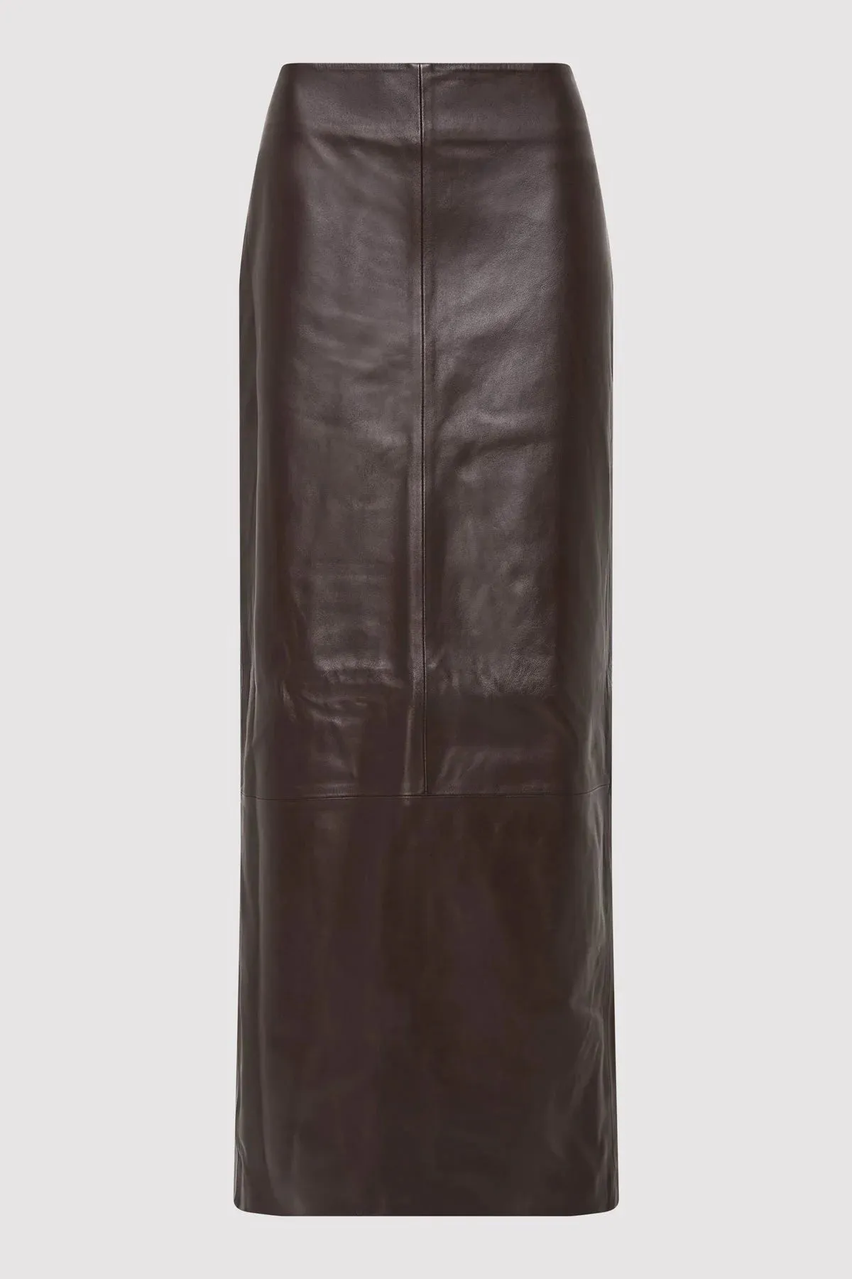 St. Agni Chocolate Leather Column Skirt