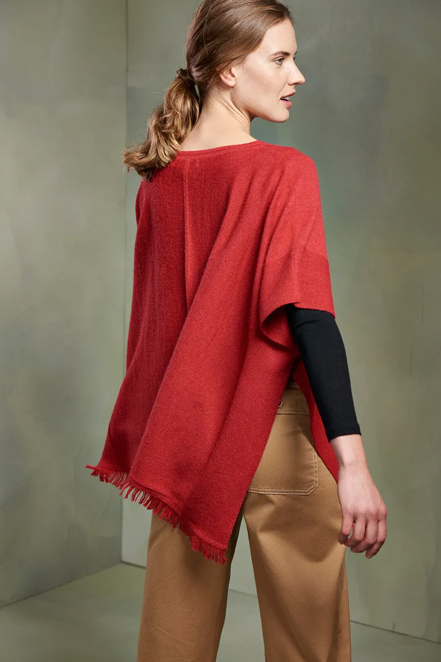 Taboa Poncho Baby Alpaca Color Rhubarb