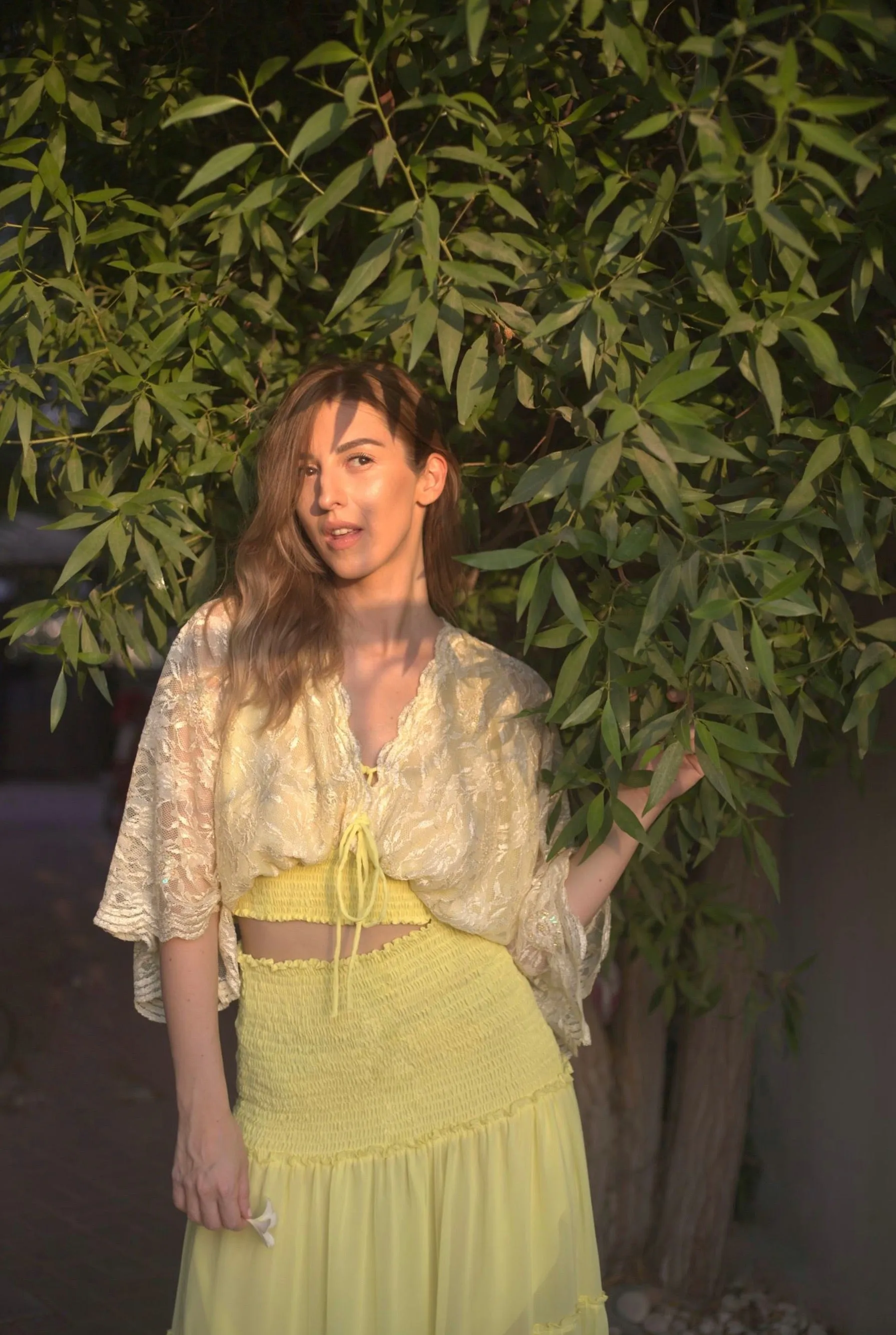 Tiered maxi skirt in Sunshine