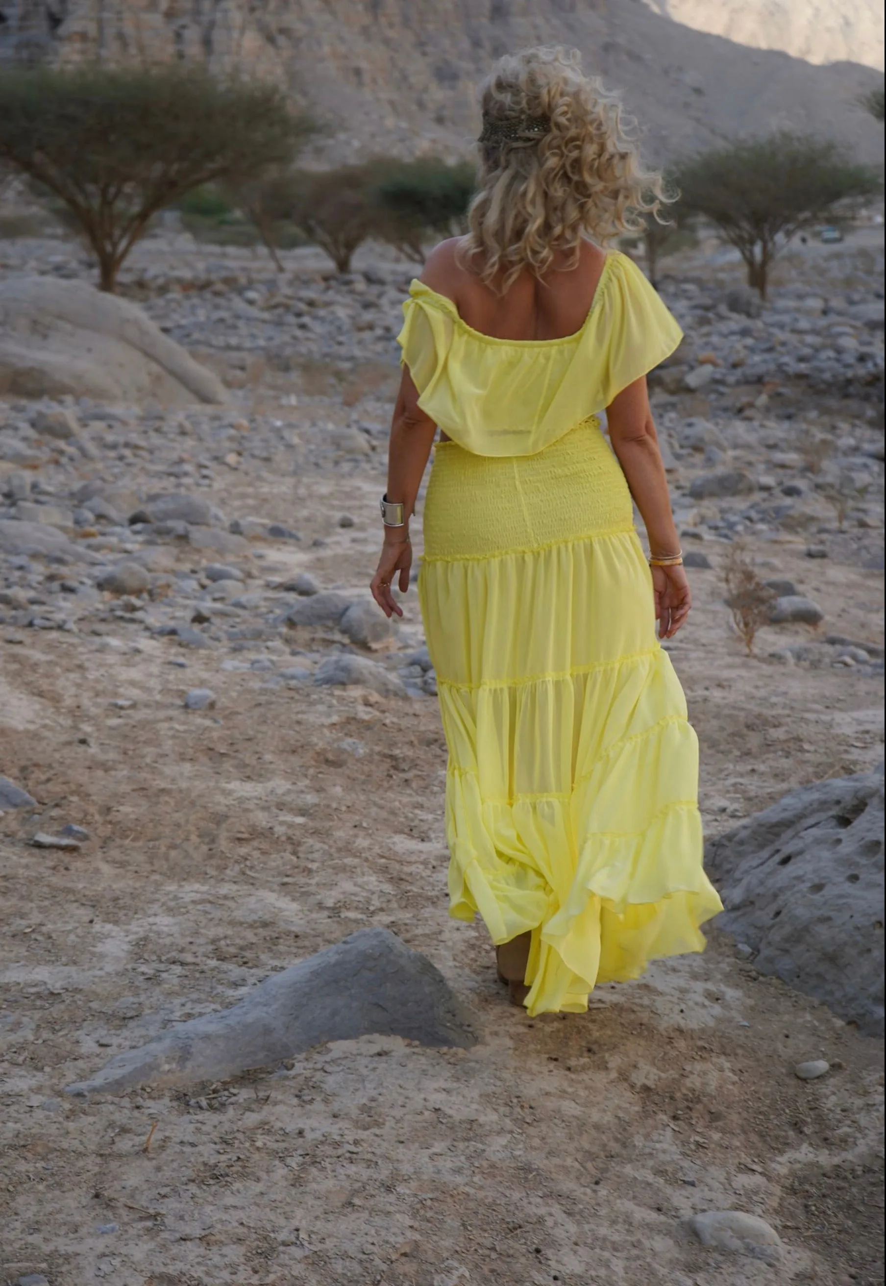 Tiered maxi skirt in Sunshine