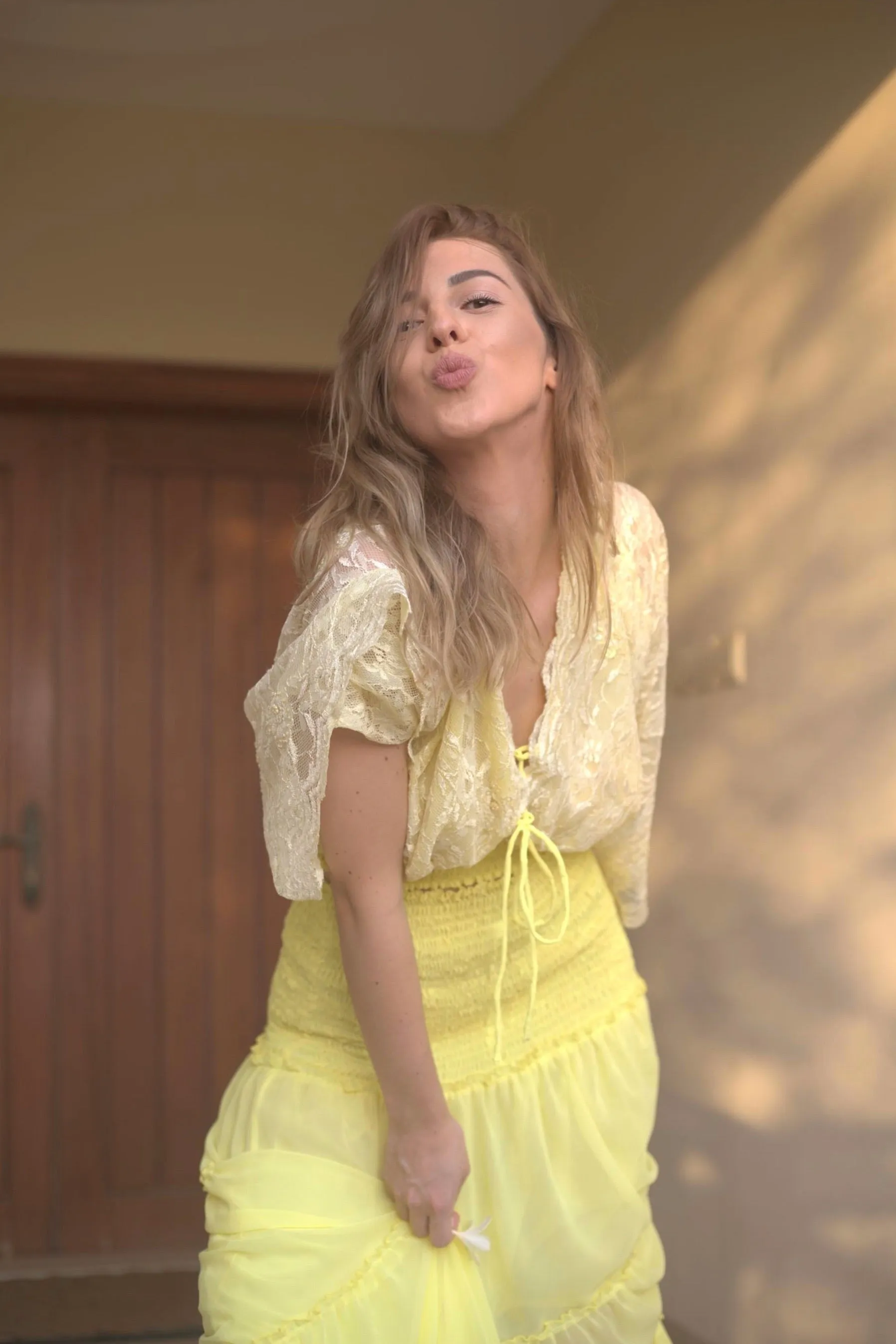 Tiered maxi skirt in Sunshine