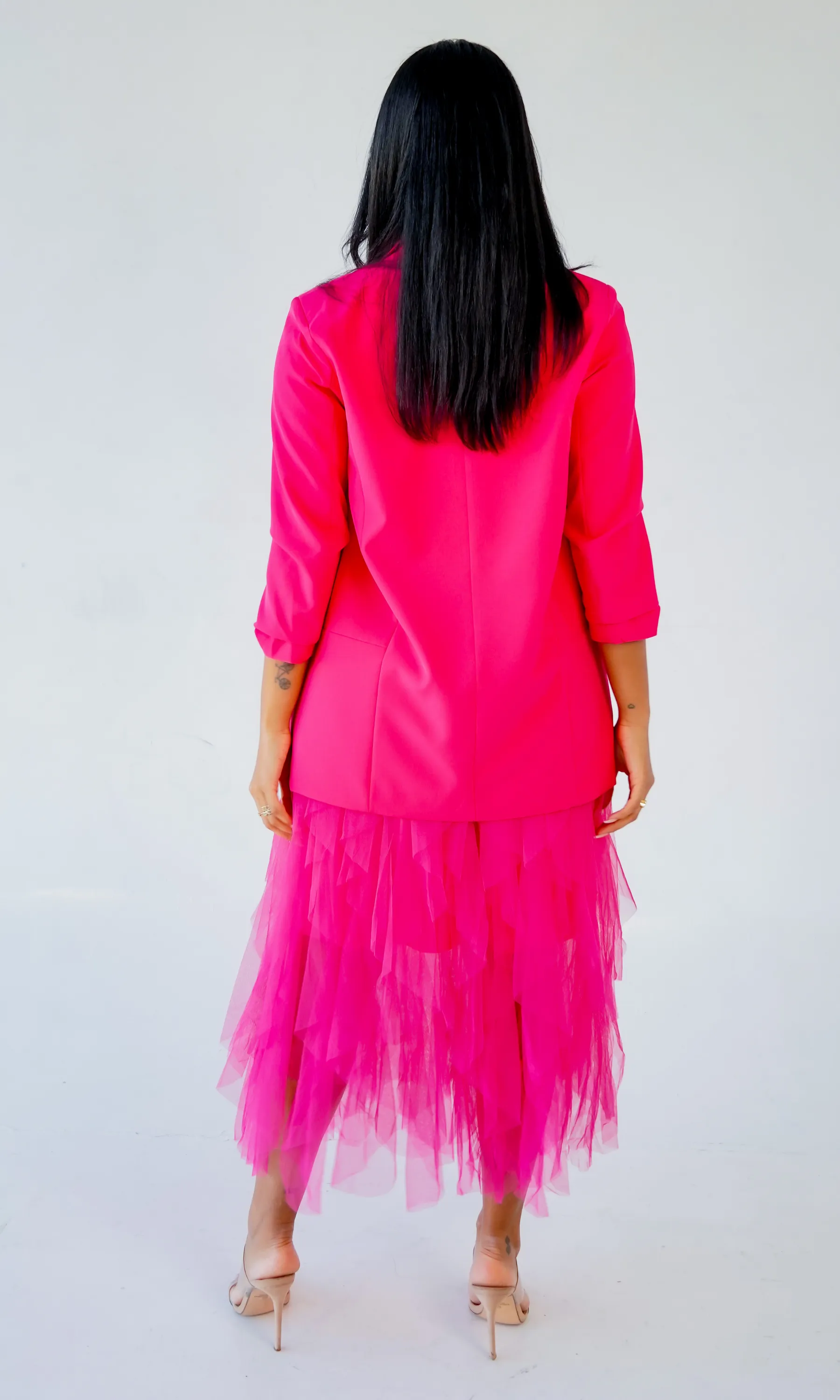 Valentina  I Layer Ruffle Skirt - Fuchsia FINAL SALE