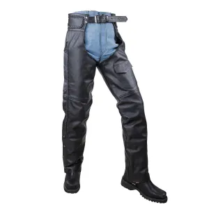 Vance Leather Unisex All Season Black Zip-out Insulated Thermal Liner Braided Biker Leather Motorcycle Chaps