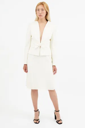 Vintage Cream Bow Skirt Suit