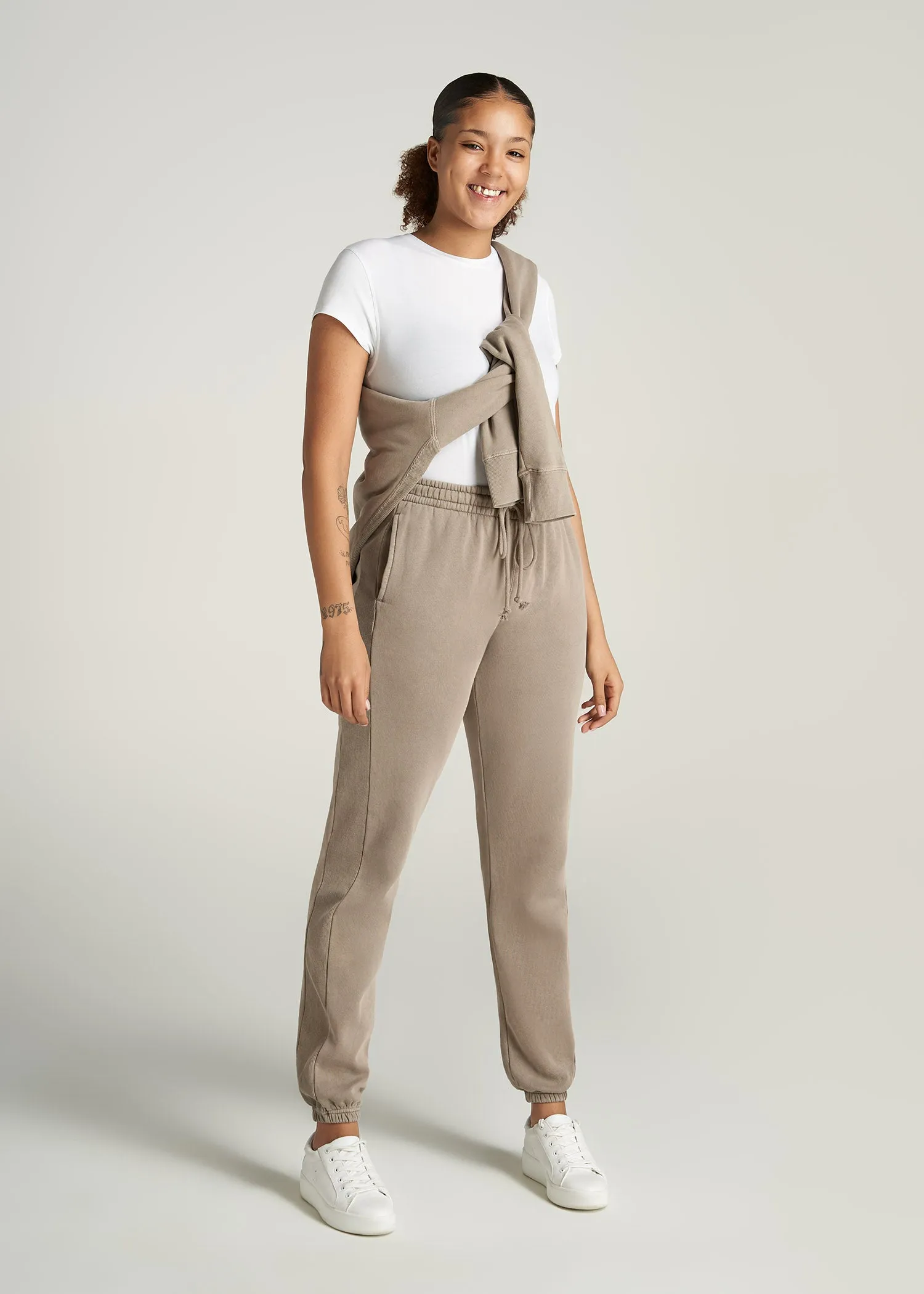 Wearever Fleece Regular Fit Women's Tall Sweatpants in Khaki
