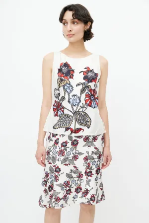 White & Multi Floral  Dress