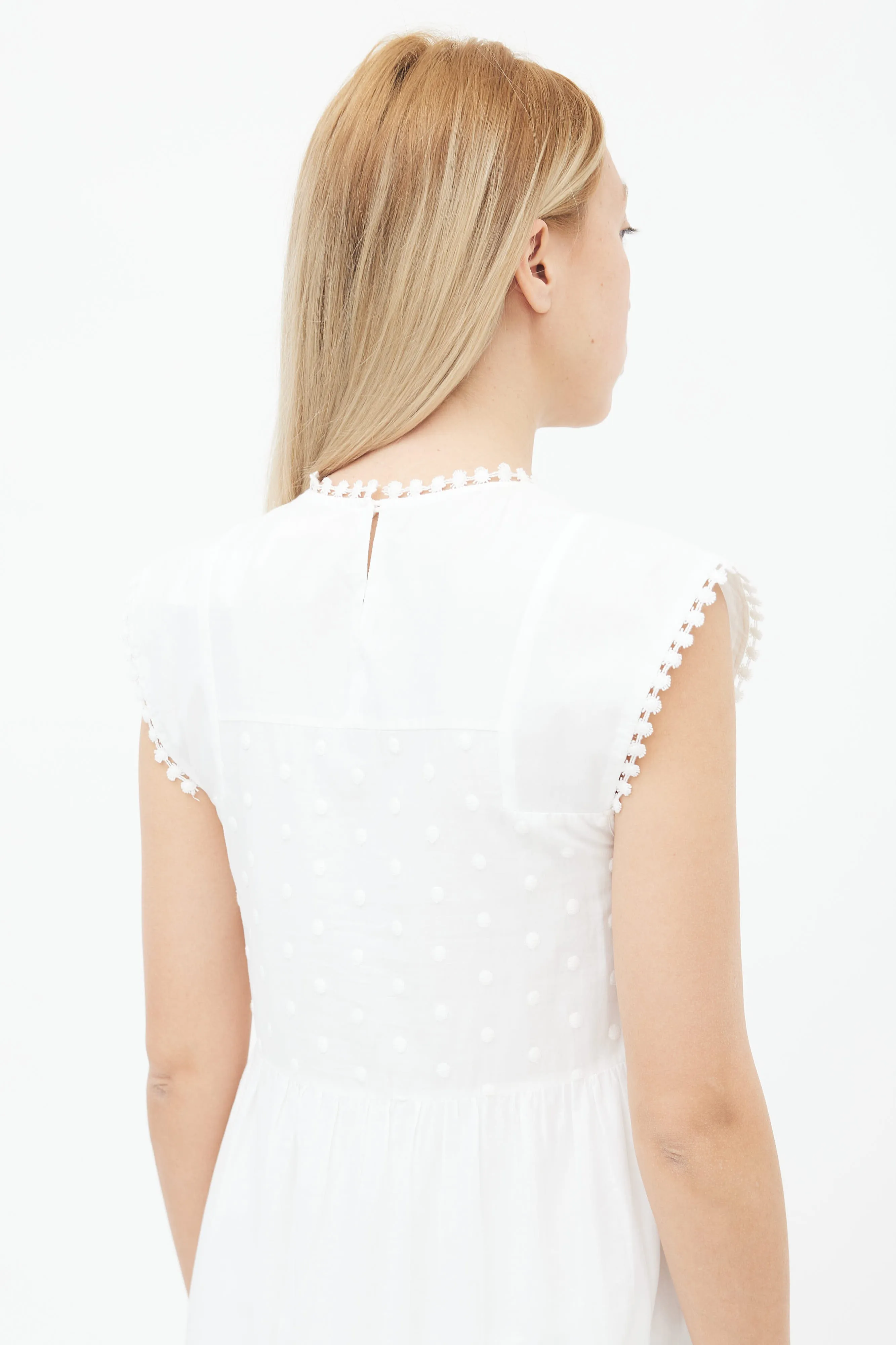 White Pointelle Lace Maxi Dress