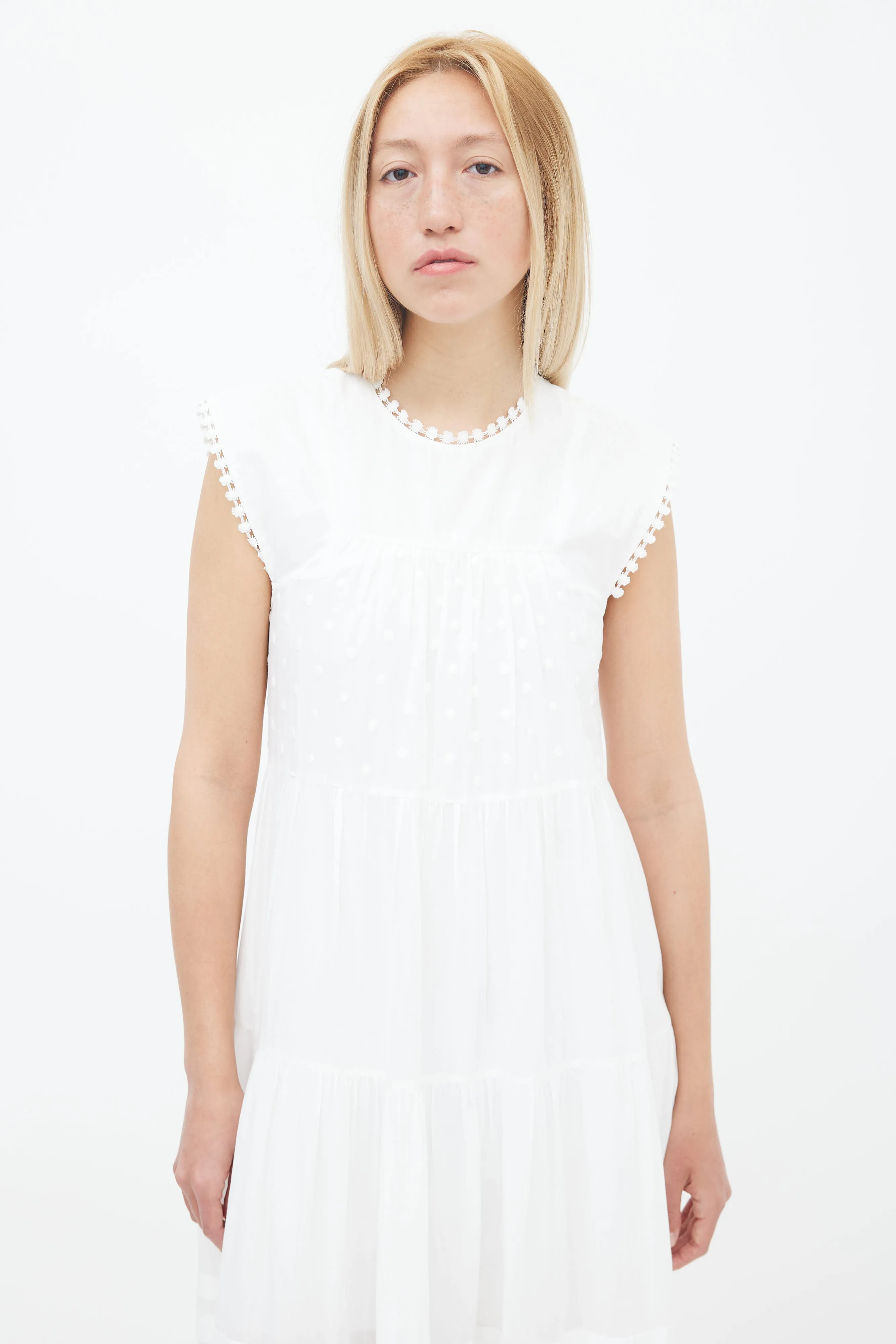 White Pointelle Lace Maxi Dress