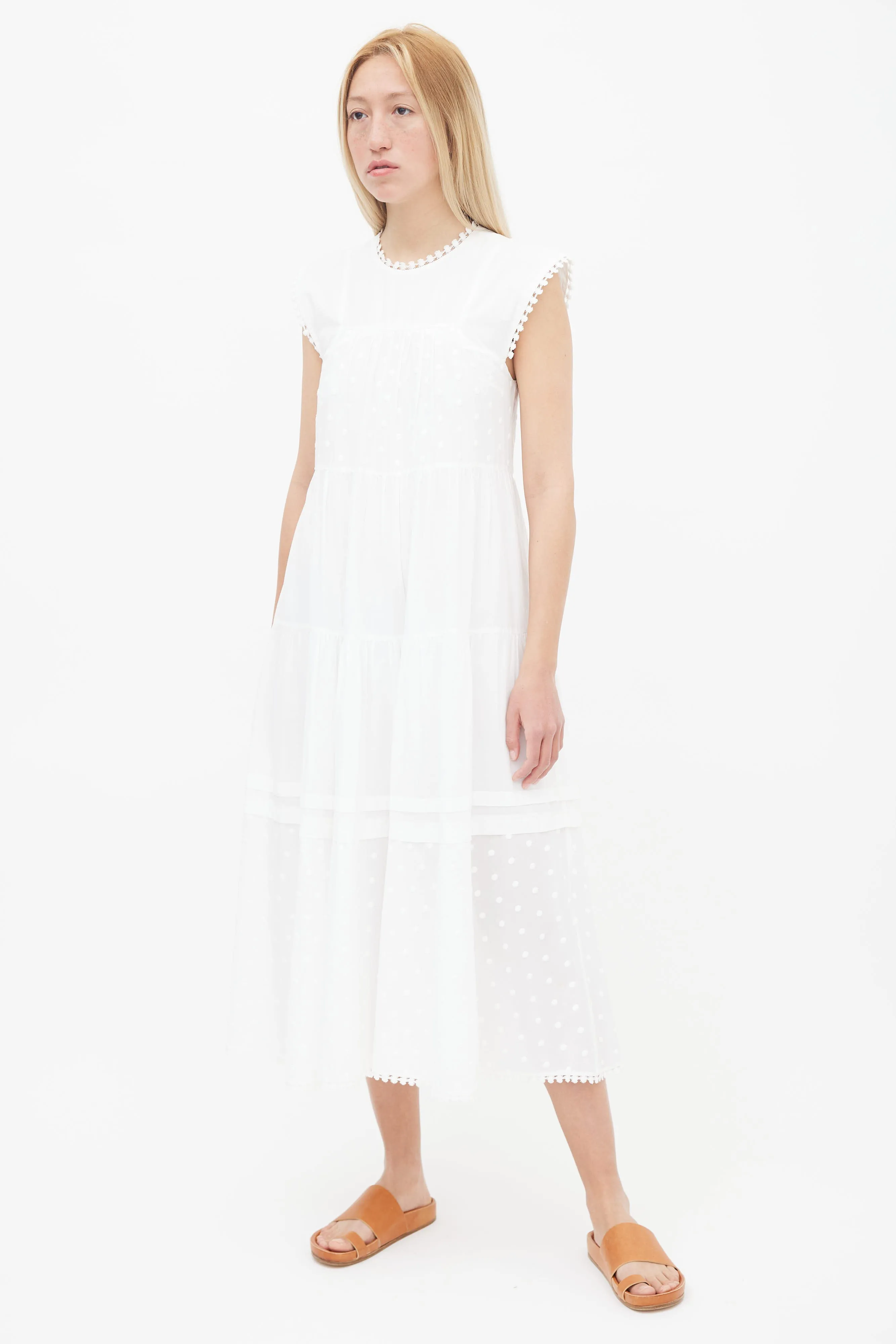 White Pointelle Lace Maxi Dress
