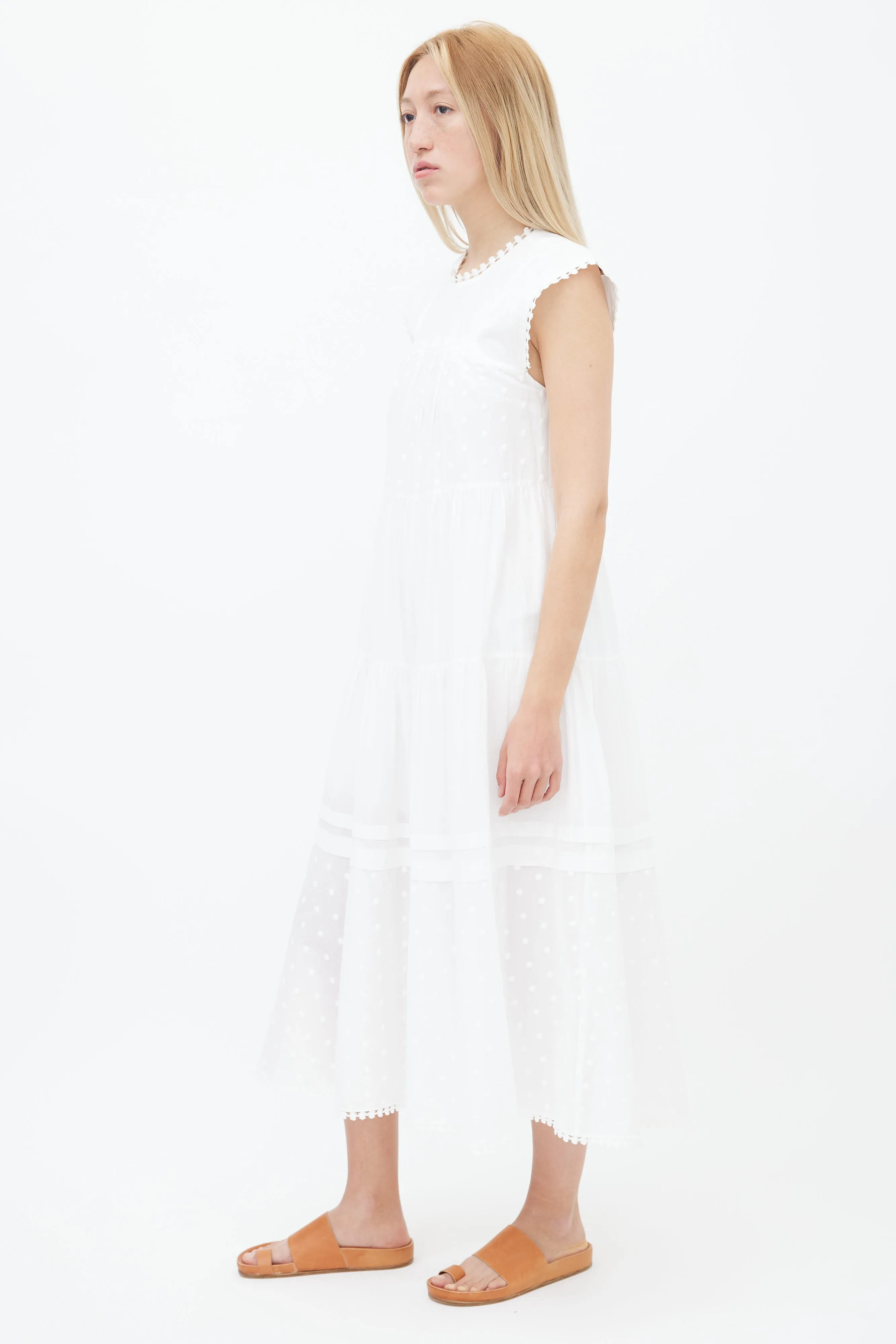 White Pointelle Lace Maxi Dress
