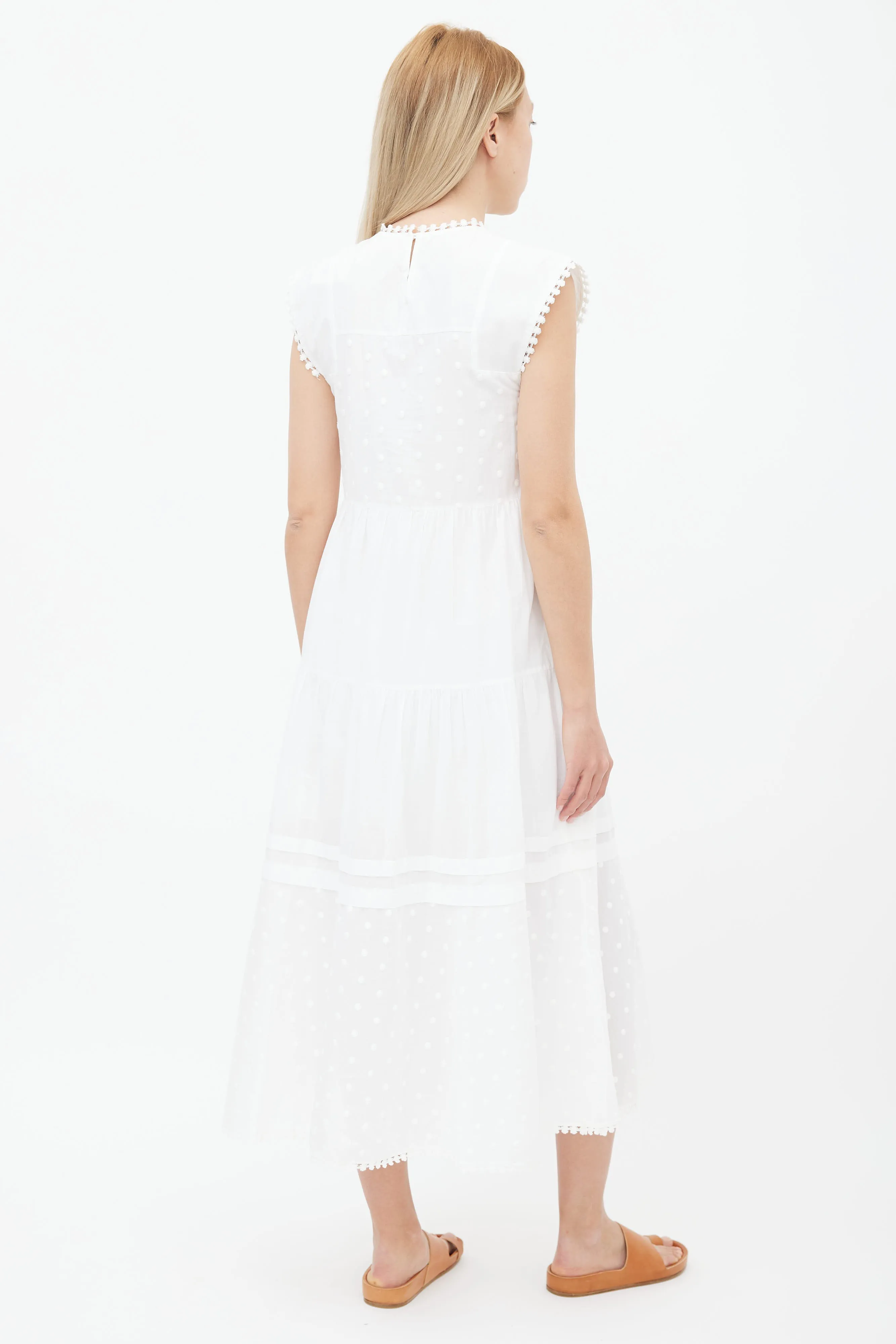 White Pointelle Lace Maxi Dress