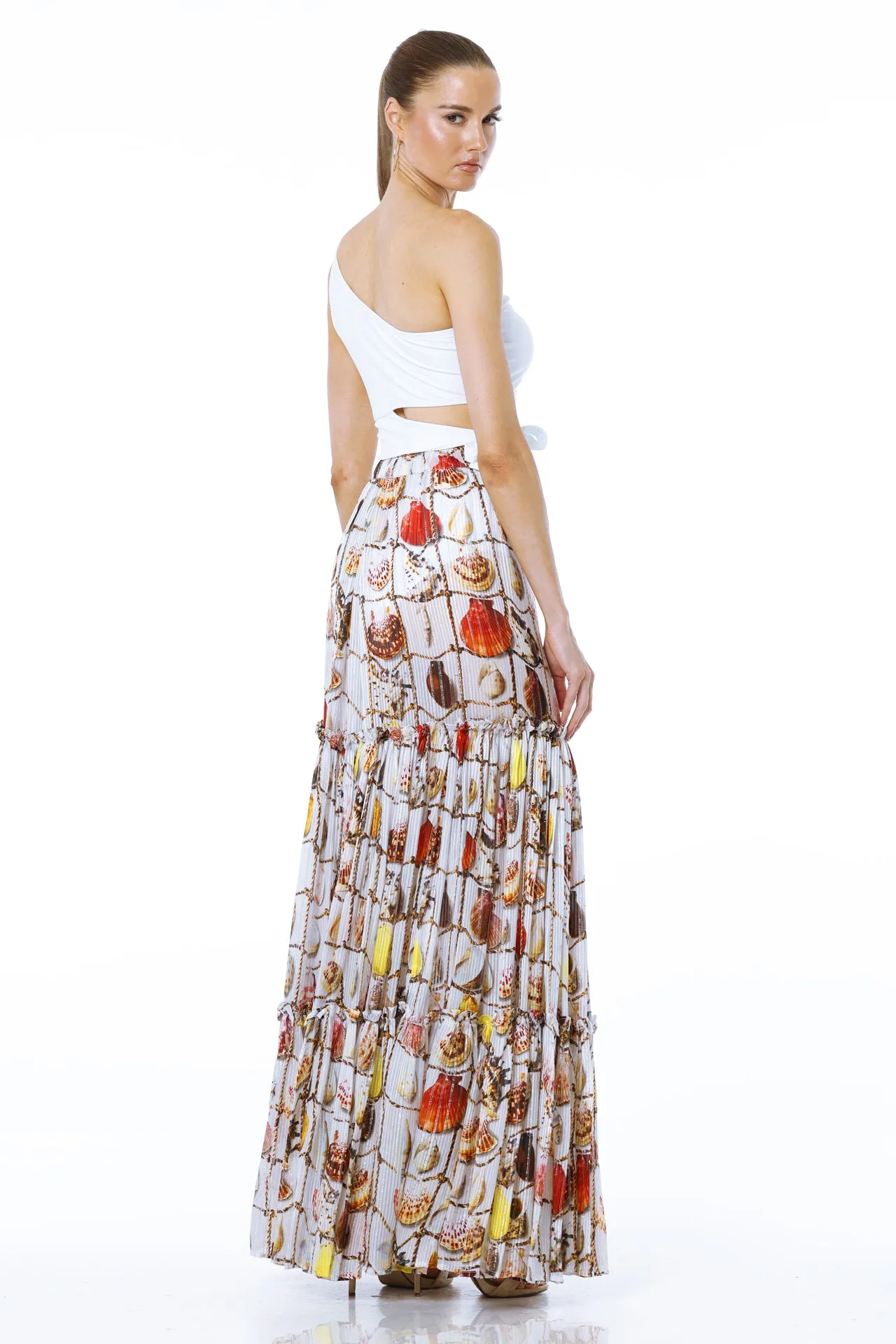 White Printed Maxi Skirt