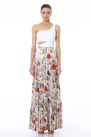 White Printed Maxi Skirt
