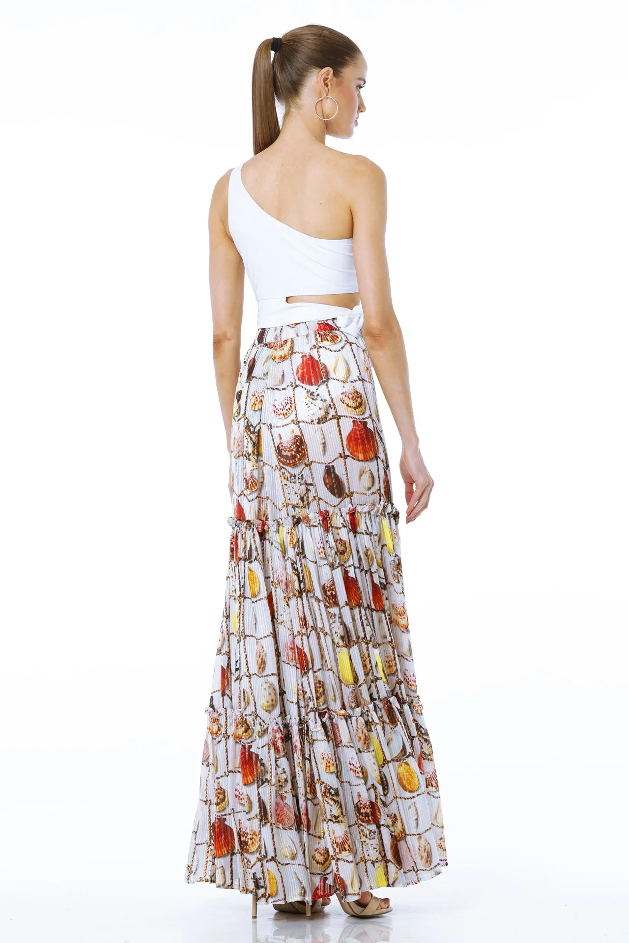 White Printed Maxi Skirt