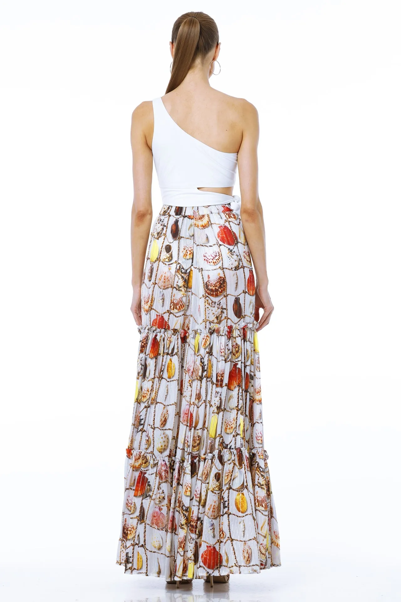 White Printed Maxi Skirt