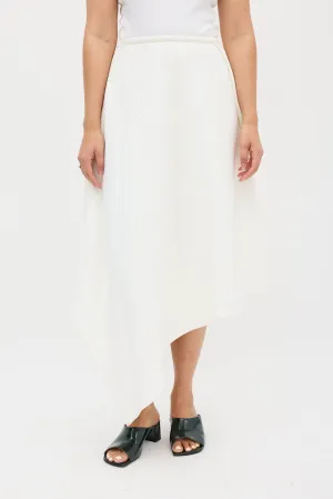 White Ribbed Asymmetrical Skirt
