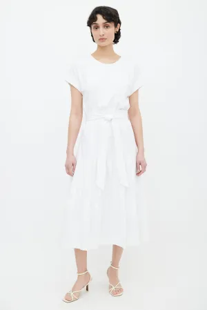 White Trail Belted Midi Dress