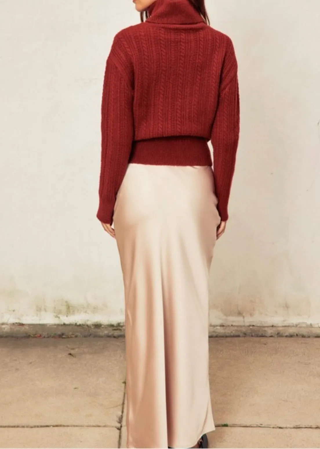 Who Cares Satin Midi Skirt