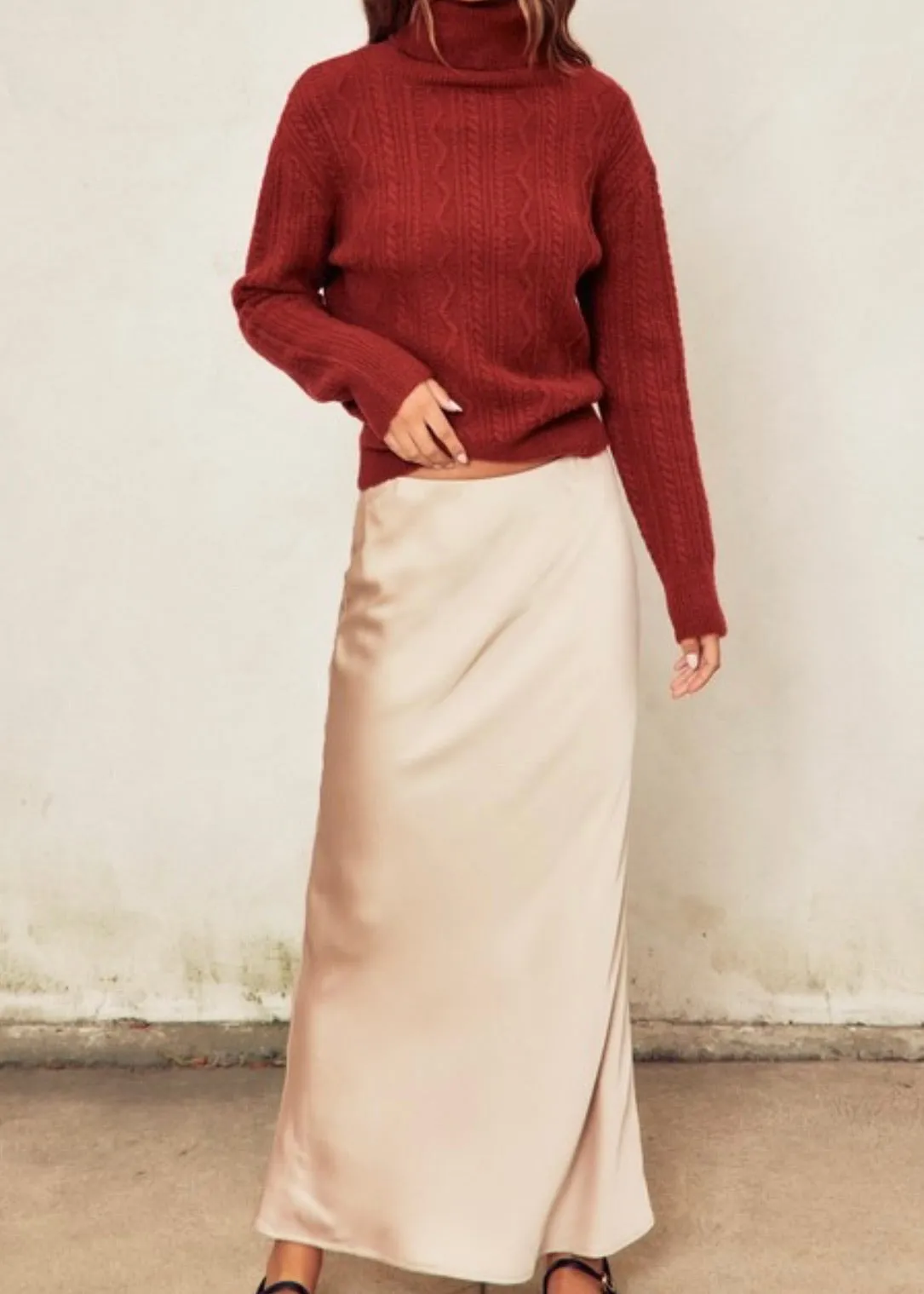 Who Cares Satin Midi Skirt