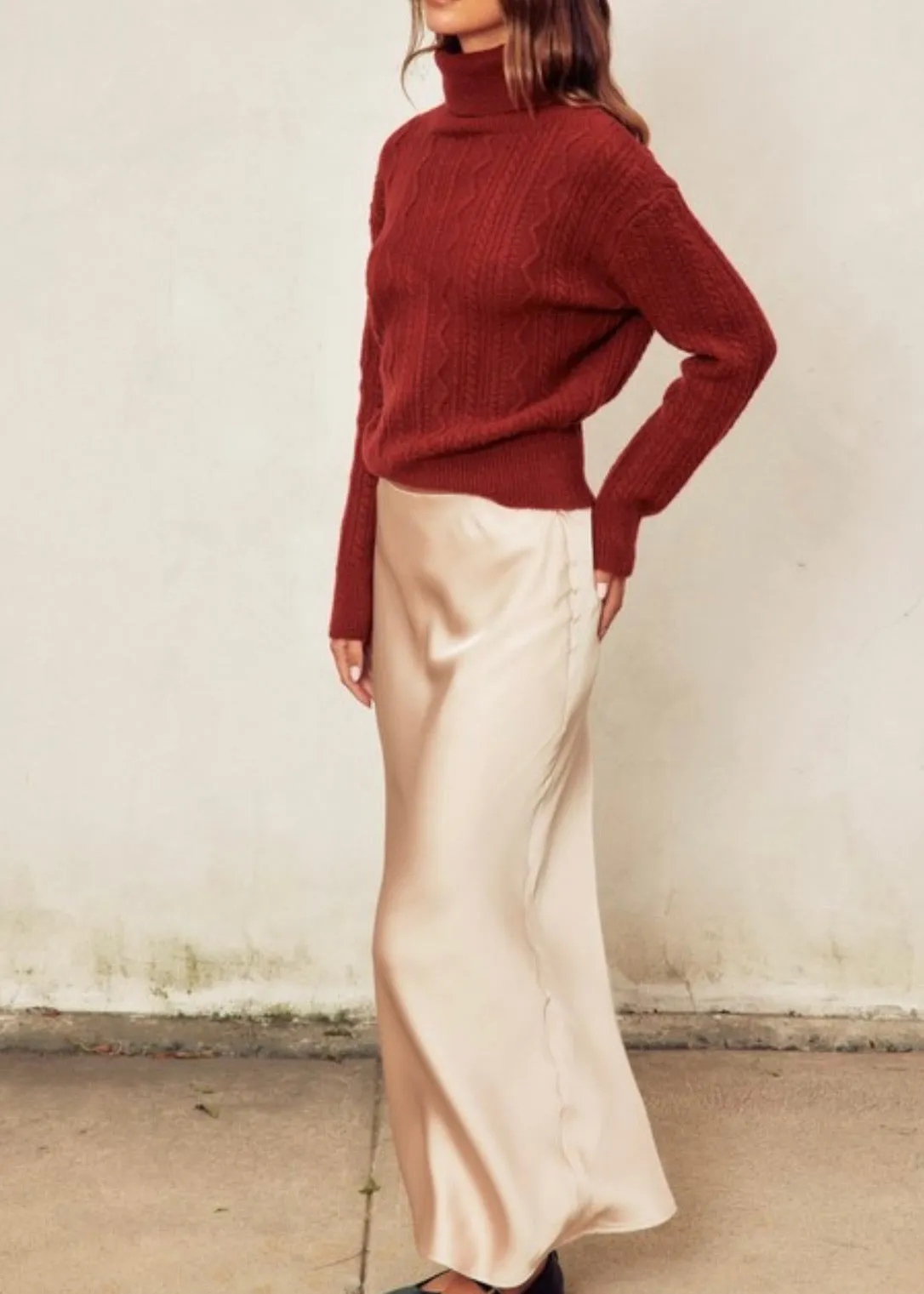 Who Cares Satin Midi Skirt