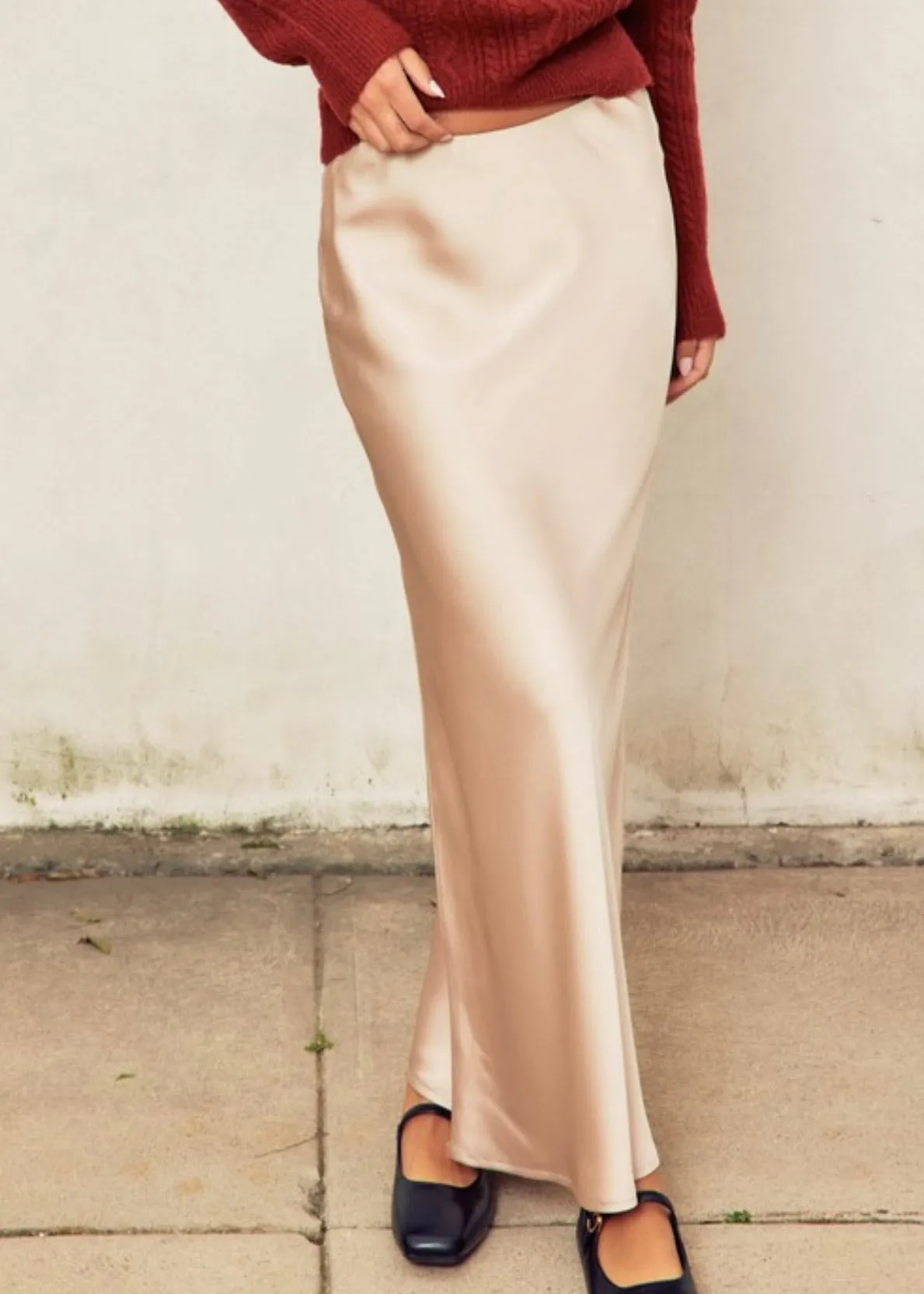 Who Cares Satin Midi Skirt