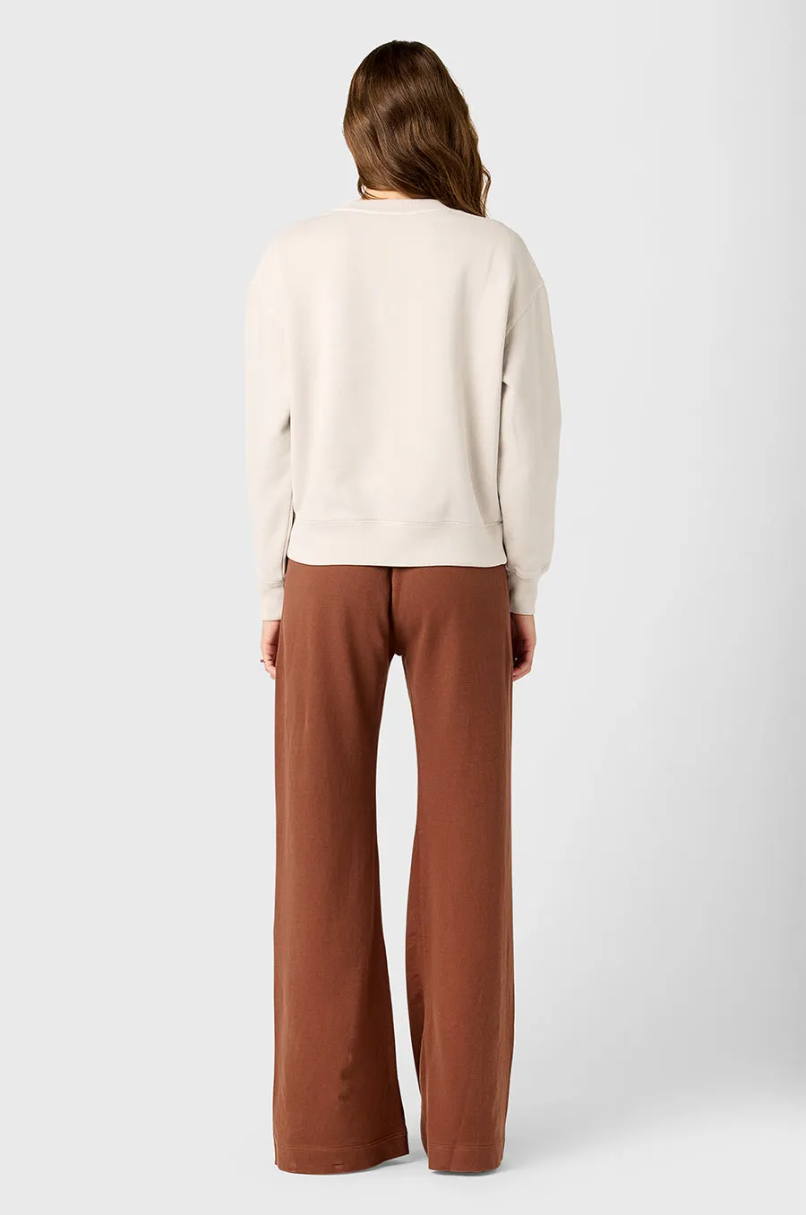 WIDE LEG PANT IN CHESTNUT COTTON TWILL