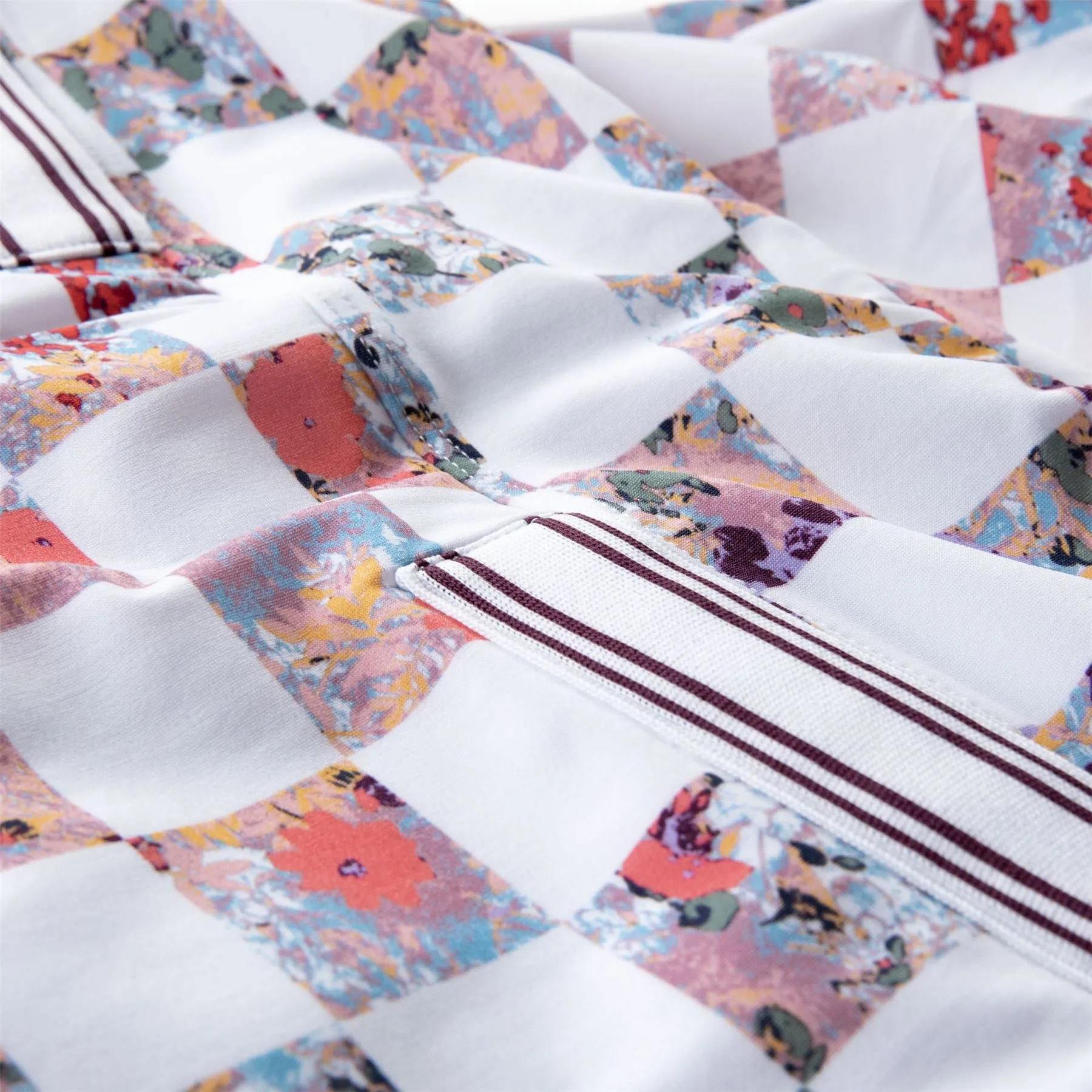 Womens Hidden Pocket Skirt White Check Floral - SS23