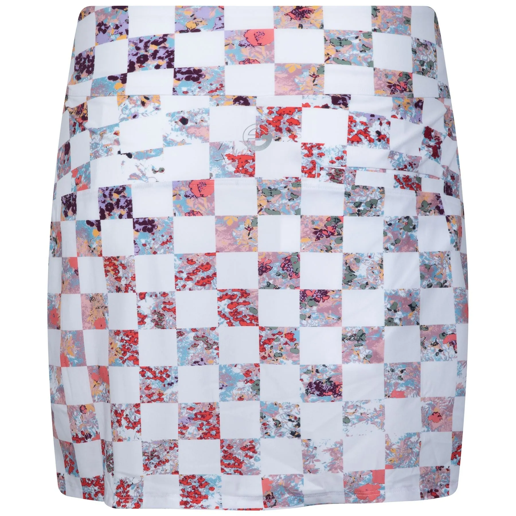 Womens Hidden Pocket Skirt White Check Floral - SS23