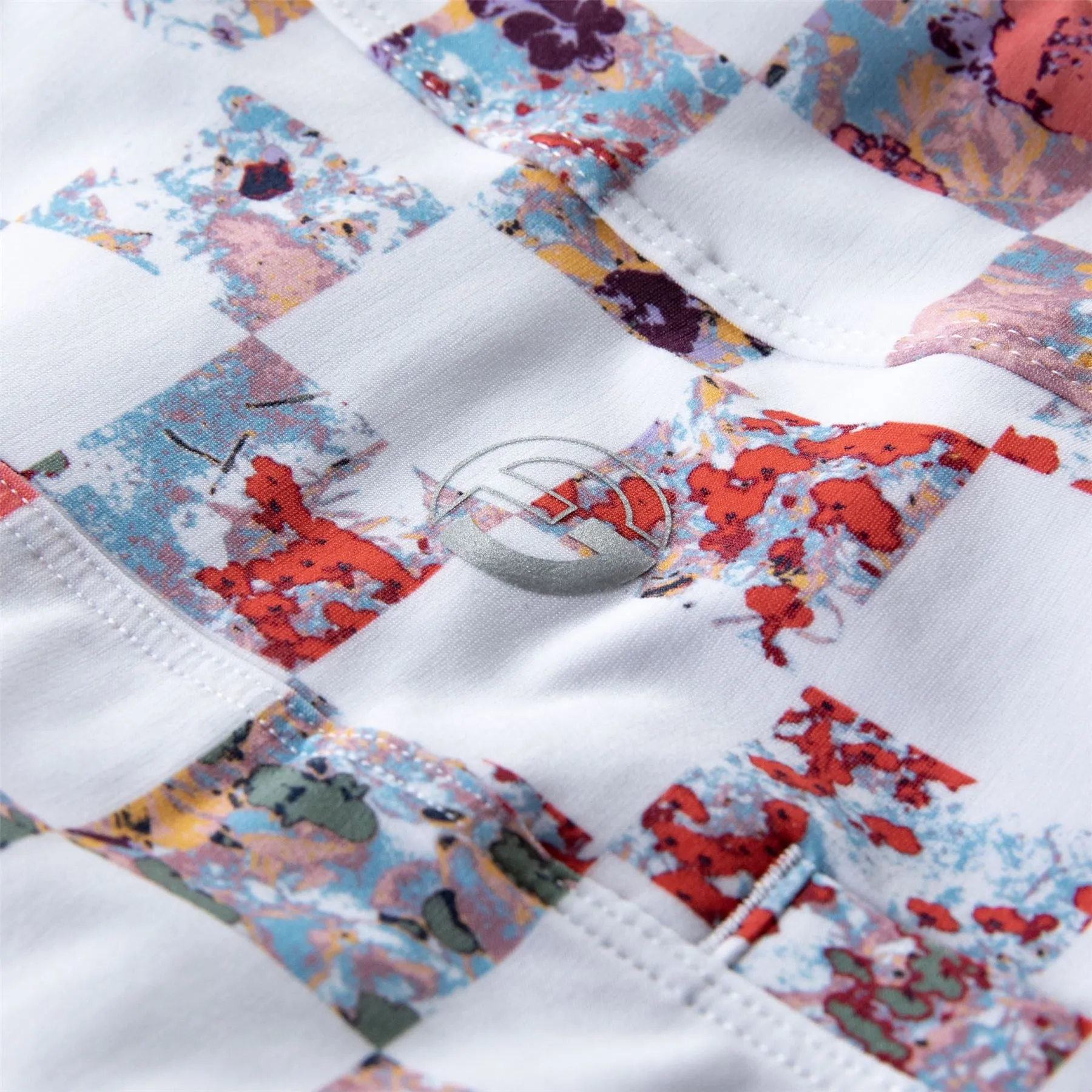 Womens Hidden Pocket Skirt White Check Floral - SS23