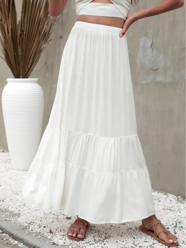 Women's Long Length Tiered Maxi Skirt