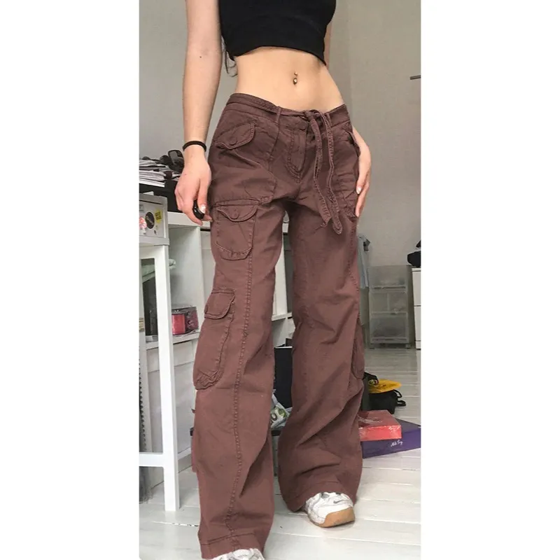 Women's Straight Oversize Cargo Pants With Pockets
